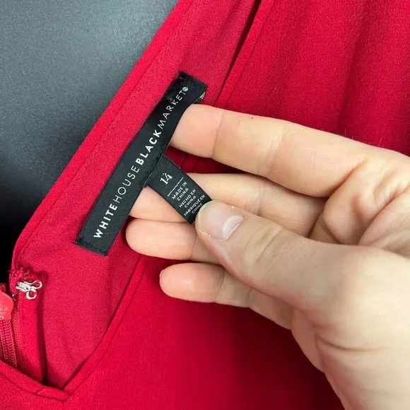 WHBM | Size 14. Red Crepe Pleated dress - Picture 6 of 13